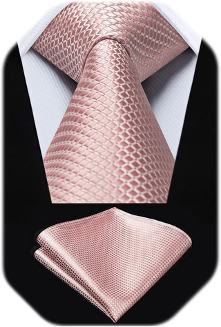 Plaid Checkered Tie Handkerchief Woven Classic Formal Men'S Necktie & Pocket Square Set