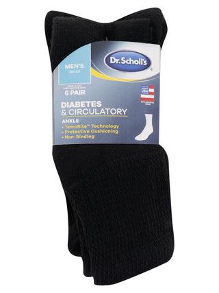 Big and Tall Diabetes & Circulatory Ankle Socks for Men - 6 Pack