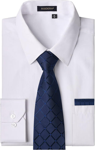 Big Men's Dress Shirt with Matching Tie and Handkerchief Set