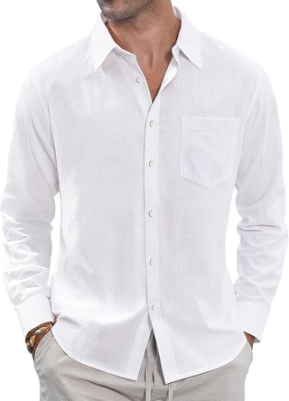 Big Men Linen Shirts Casual Button down