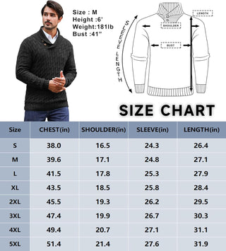 Shawl Collar Pullover Sweater V-Neck for Big and Tall