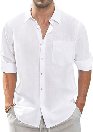 Big Men Linen Shirts Casual Button down