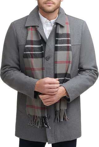 Big Mens Wool Blend Coat with Scarf