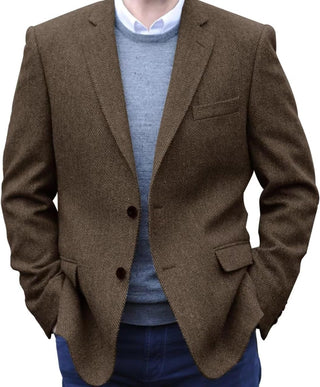 Big Men's Herringbone Tweed Blazer 