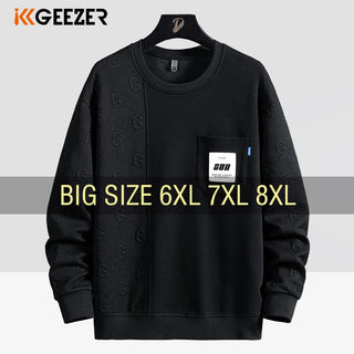 Men Sweatshirts Cotton Sports Oversized 6XL 7XL 8XL plus Size Long Sleeve Pocket Pullovers Autumn Streetwear Fashion Sportswear