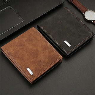 Men's Retro Imitation Leather Multi-Slot Short with Zipper Wallet