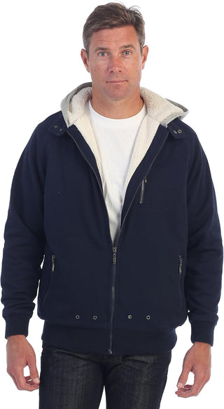 Big Mens Heavyweight Sherpa Lined Fleece Hoodie Jacket