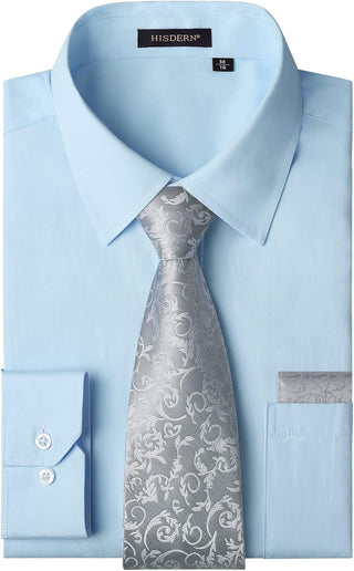 Big Men's Dress Shirt with Matching Tie and Handkerchief Set