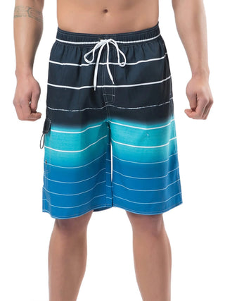 Men Big and Tall Swim Trunks with Pocket Drawstring Striped Beach Board Shorts with Mesh Lining Swimsuits B*athing Suits