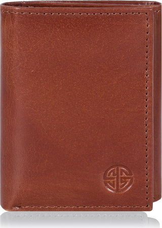 Real Genuine Leather Tri-Fold Wallet for Men