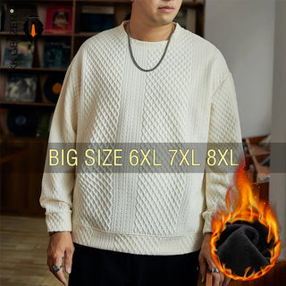 Winter Men Sweatshirts Fleece Oversized plus Size 6XL 7XL 8XL Long Sleeve O-Neck Pullovers Flannel Streetwear Fashion Sportswear