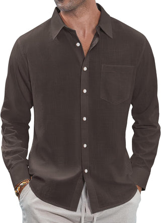 Big Men Linen Shirts Casual Button down