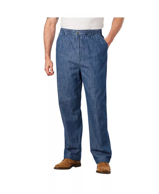 Big & Tall Knockarounds Full-Elastic Waist Pants in Twill or Denim