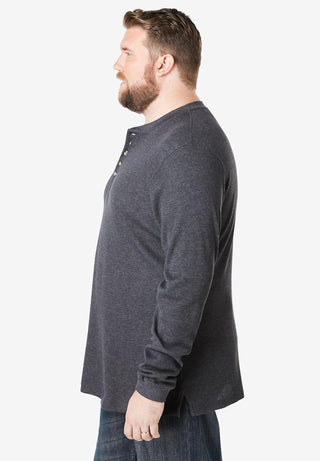 Big Men's Waffle-Knit Thermal Henley Tee