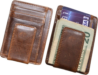 Men's Leather Money Clip RFID Front Pocket Wallet