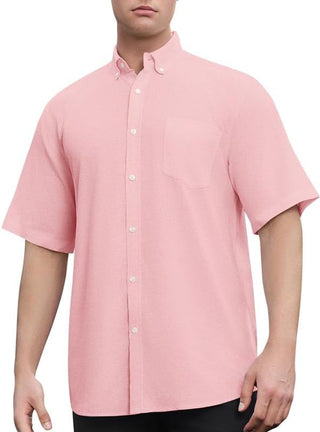 Plus Size Men's Linen Cotton Short Sleeve Shirts