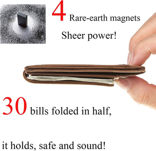 Leather Magnetic Front Pocket Money Clip Wallet