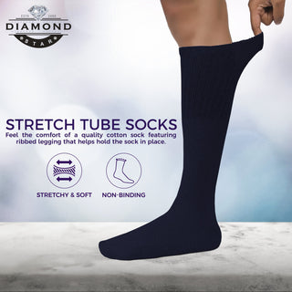 Tube Socks Men 6 Pairs Premium Cushion Cotton over the Calf Athletic Knee High Socks for Men (Navy - 6 Pairs 31 Inches Big & Tall over the Calf Socks Fit Size 13-16)