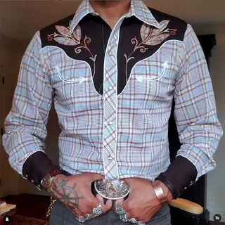 Big Men's Plus Size Shirt Western Shirt Plaid