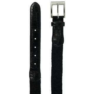 CTM Men'S Big & Tall Braided Elastic Stretch Belt with Croc Print End Tabs