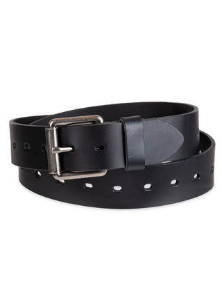 Men's Black Adjustable Perforated Leather Belt (Big & Tall Sizes)