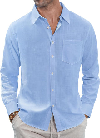 Big Men Linen Shirts Casual Button down