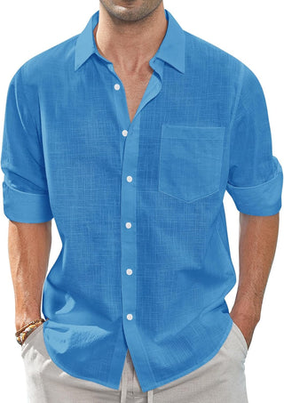 Big Men Linen Shirts Casual Button down