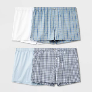 Men'S Big & Tall Woven Boxers 4Pk - Goodfellow & Co Blue