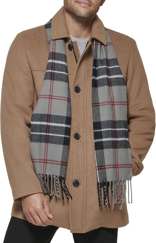 Big Mens Wool Blend Coat with Scarf