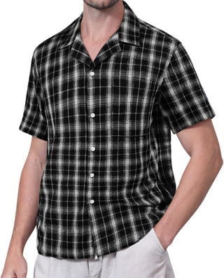 Big Men's Plaid Short Sleeve Button down Shirts