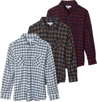 Big Men's Long-Sleeve Flannel Shirts - 3 Pack