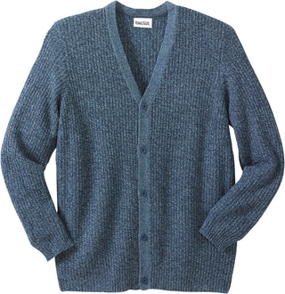 Shaker Knit V-Neck Cardigan Sweater for Big and Tall Men