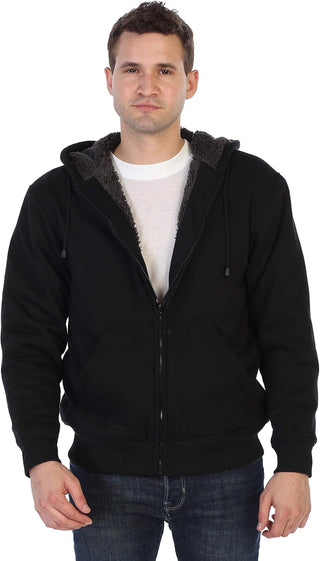 Big Mens Heavyweight Sherpa Lined Fleece Hoodie Jacket