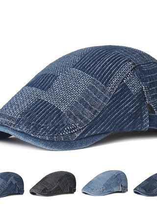 Men'S Flat Cap Black Blue Denim Streetwear Stylish 1920S Fashion Outdoor Daily Going Out Lattice Warm