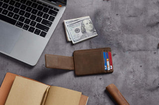 Leather Magnetic Front Pocket Money Clip Wallet