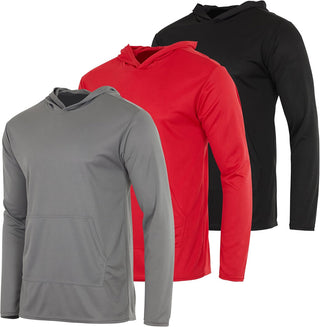 Big Men's Mesh Long Sleeve Athletic Pullover Hoodie Sweatshirt-3 Pack