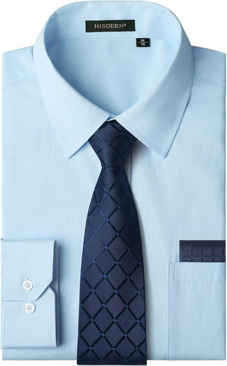 Big Men's Dress Shirt with Matching Tie and Handkerchief Set