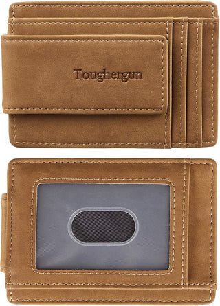 Leather Magnetic Front Pocket Money Clip Wallet