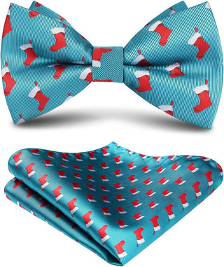 Christmas Bow Tie and Pocket Square Set