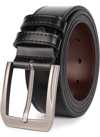 Men’S Casual Leather Jeans Belts 1 1/2” Wide 4MM Thick Alloy Prong Buckle Work Dress Belt for Men