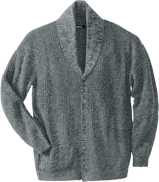 Shaker Knit Shawl-Collar Cardigan Sweater for Big and Tall