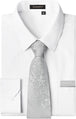 F01-Dress Shirt White  Silver Tie