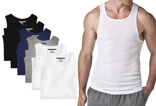 6 Pack Men'S Big and Tall Muscle Ribbed Tank Tops A-Shirts Underwear Shirts