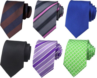 Men's Classic Jacquard Woven Ties - Pack of 4 or 6