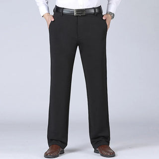 Men'S Business Pants Big Size 52 Elastic Waist Straight Suit Pants Formal Work Long Pants Large Size Loose Casual Trousers