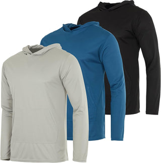 Big Men's Mesh Long Sleeve Athletic Pullover Hoodie Sweatshirt-3 Pack