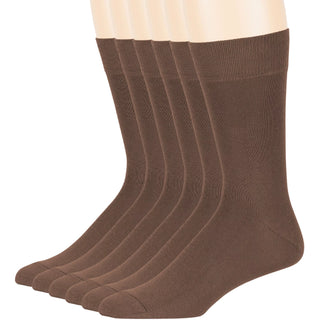 Big Mens Cotton Dress Big and Tall Soft Socks, Golden Brown, X-Large 13-15, 6 Pack