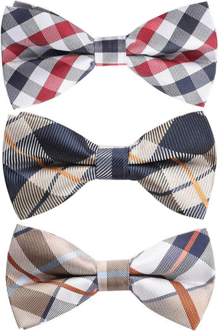 3/6 Pack Bow Tie Paisley Plaid Dot Pre-Tie Bow Tie