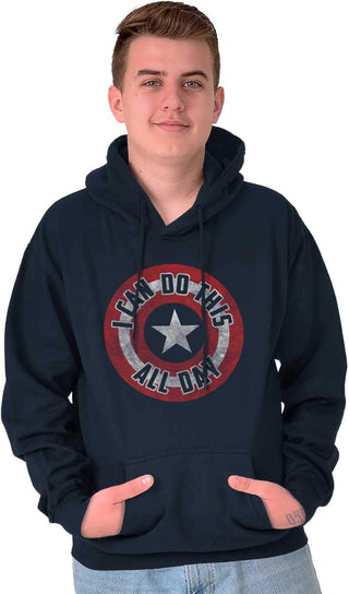 Plus Sized Men's I Can Do This All Day Star Shield Hoodie Sweatshirt