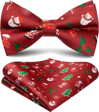 Christmas Bow Tie and Pocket Square Set